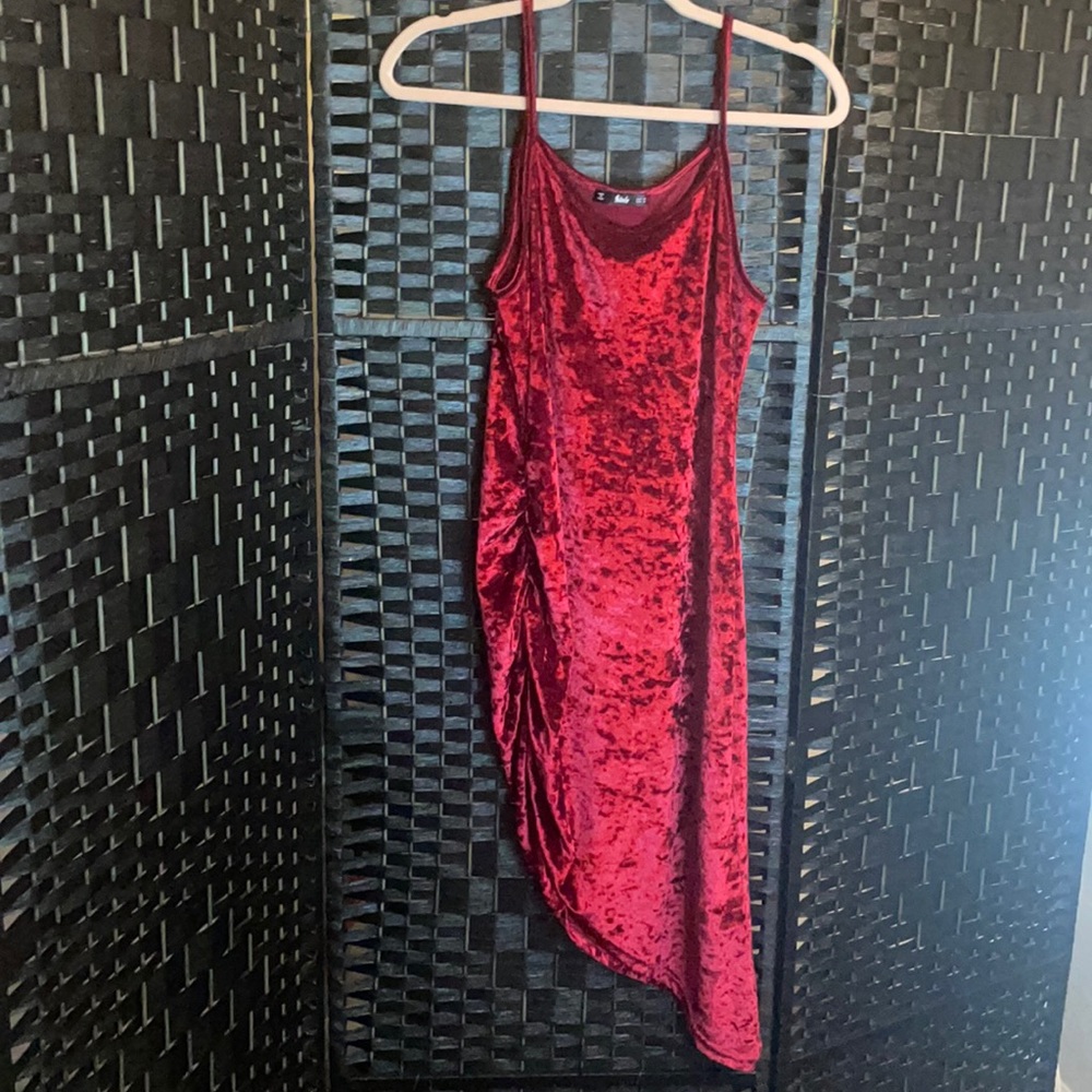 New Red Velvet Peekaboo Dress